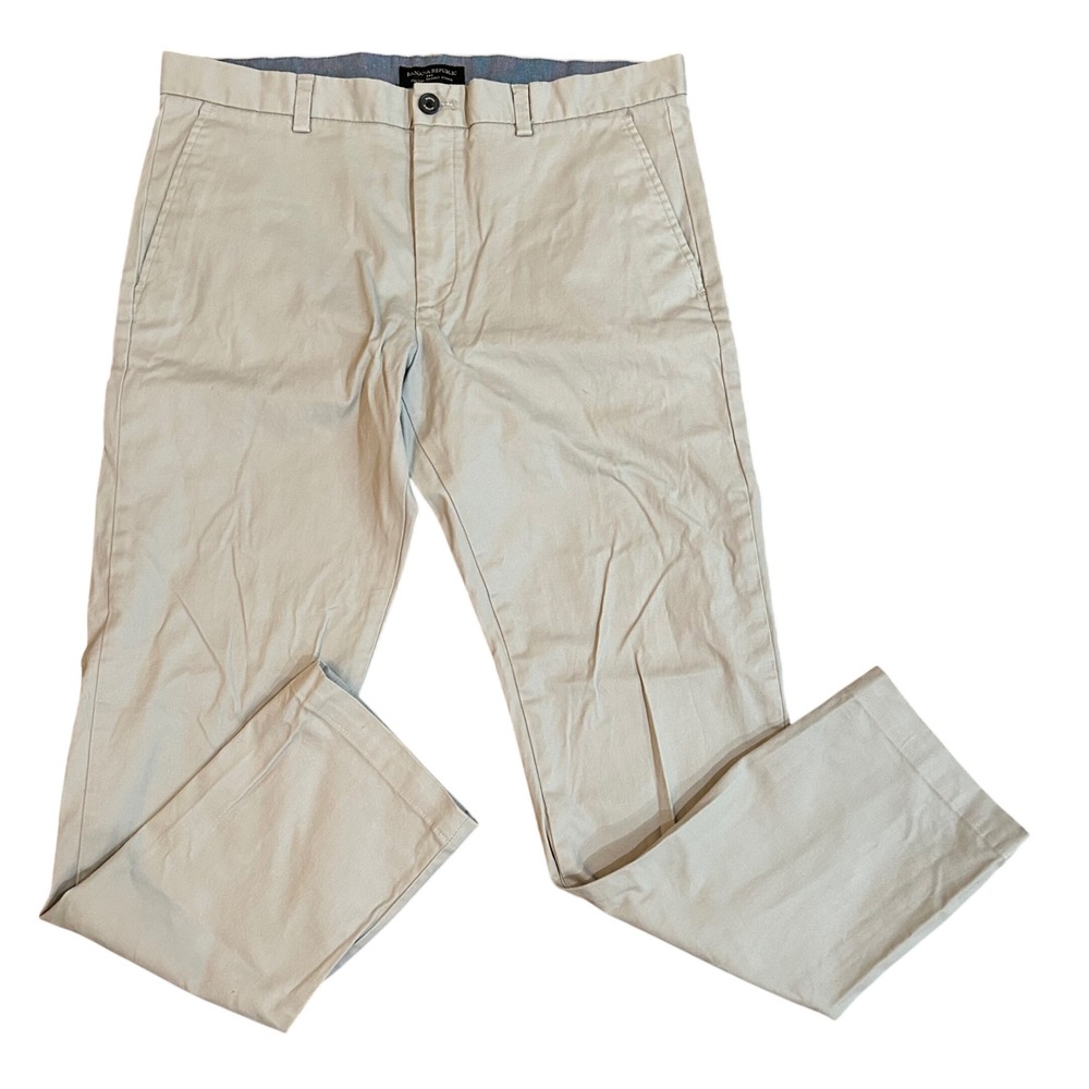 Banana Republic Fulton Skinny Chino Men Khaki Tan Stretch Pants 35x32